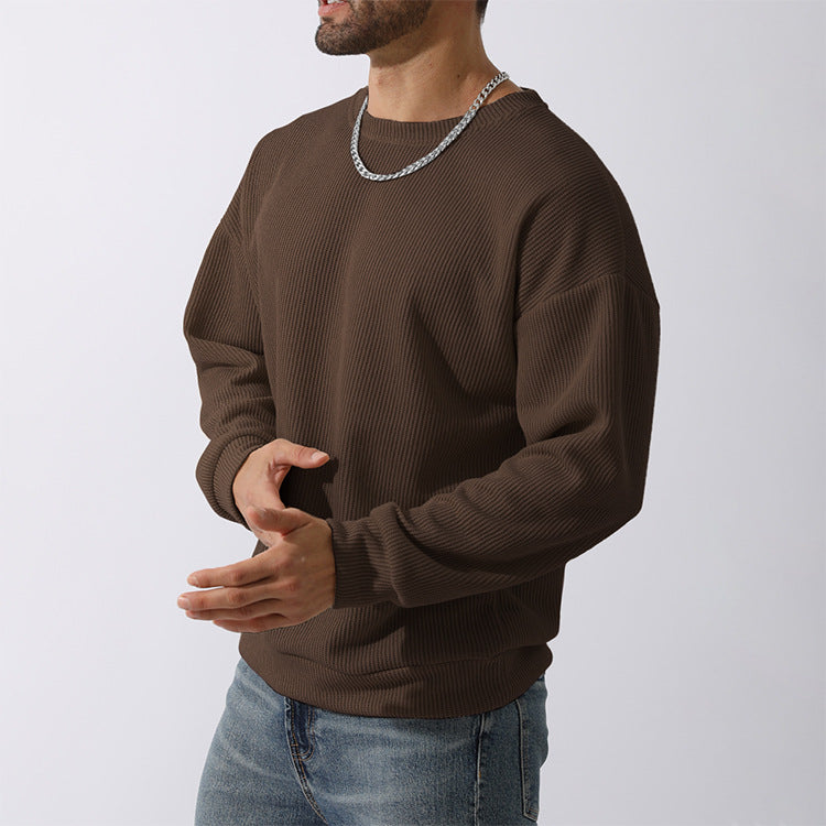 Men's Winter Sweater Loose Round Neck Thickened Sweater-tidenox
