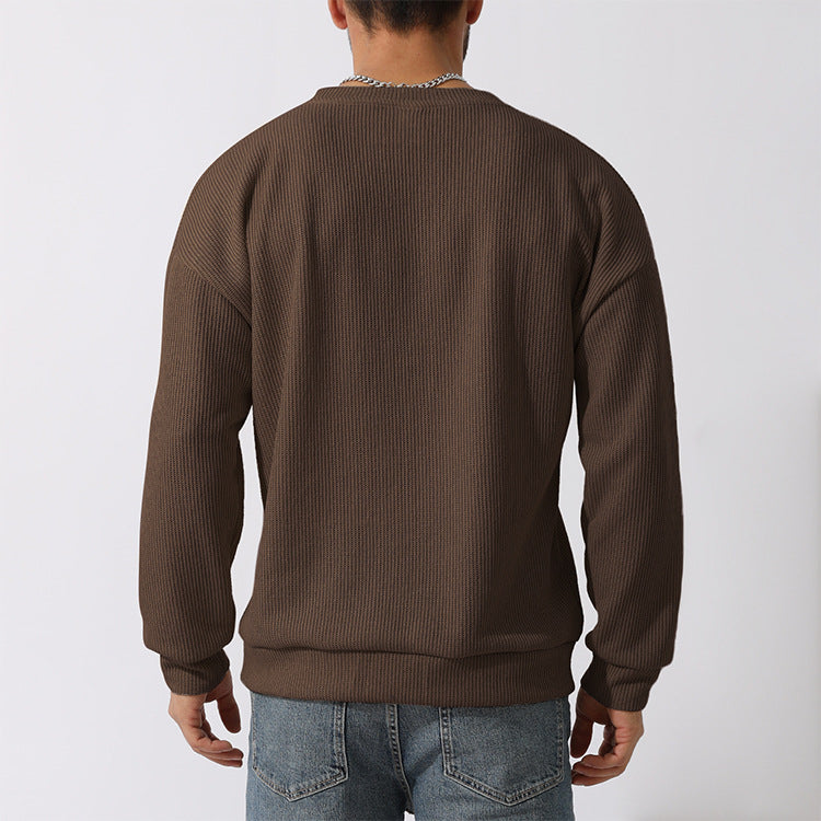 Men's Winter Sweater Loose Round Neck Thickened Sweater-tidenox