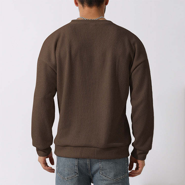 Men's Winter Sweater Loose Round Neck Thickened Sweater-tidenox