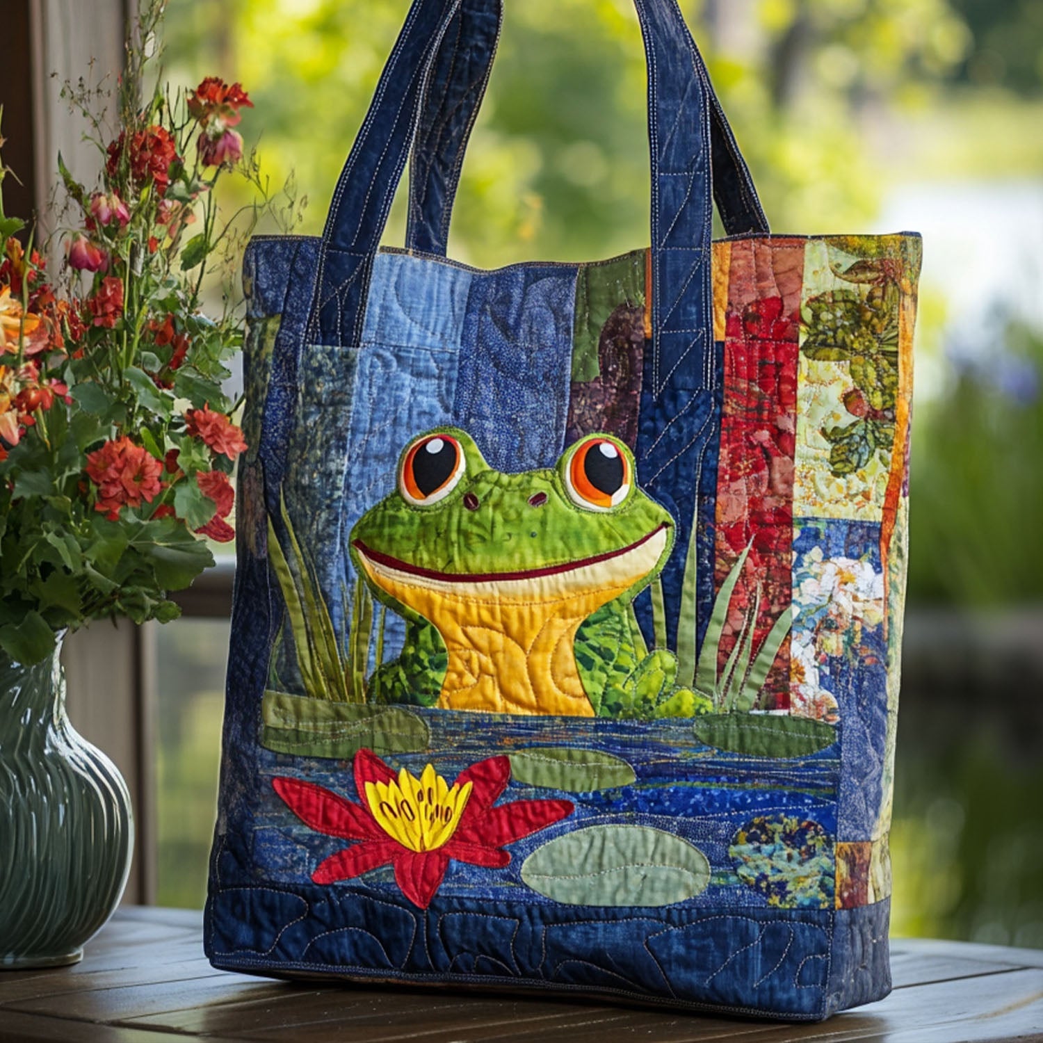 Pond Party Quilted Tote Bag NCU0PT8408-tidenox
