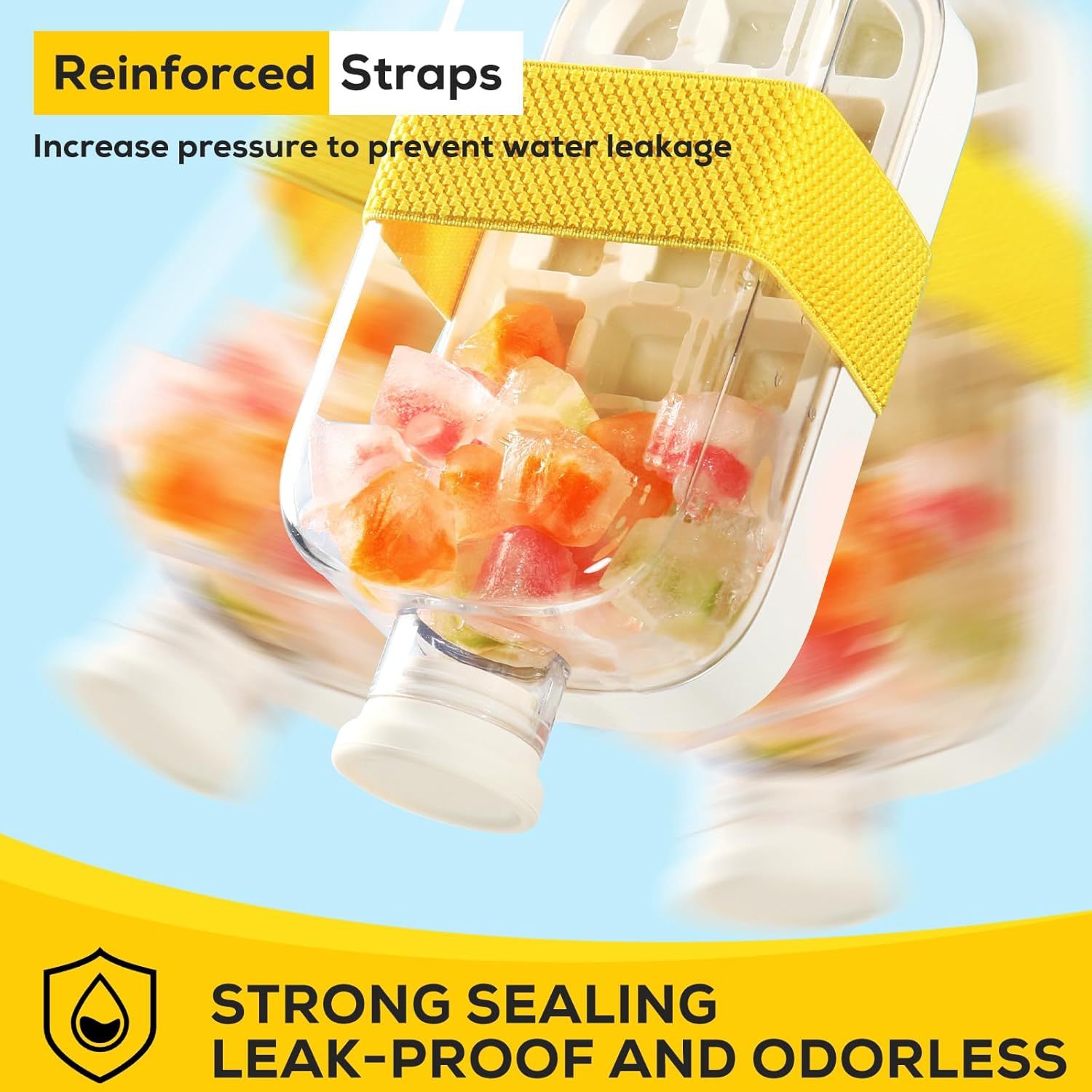 2 IN 1 Ice Cube Water Bottle,Simple Press-Type Ice Cube Water Bottle-Convenient Straw Included-tidenox