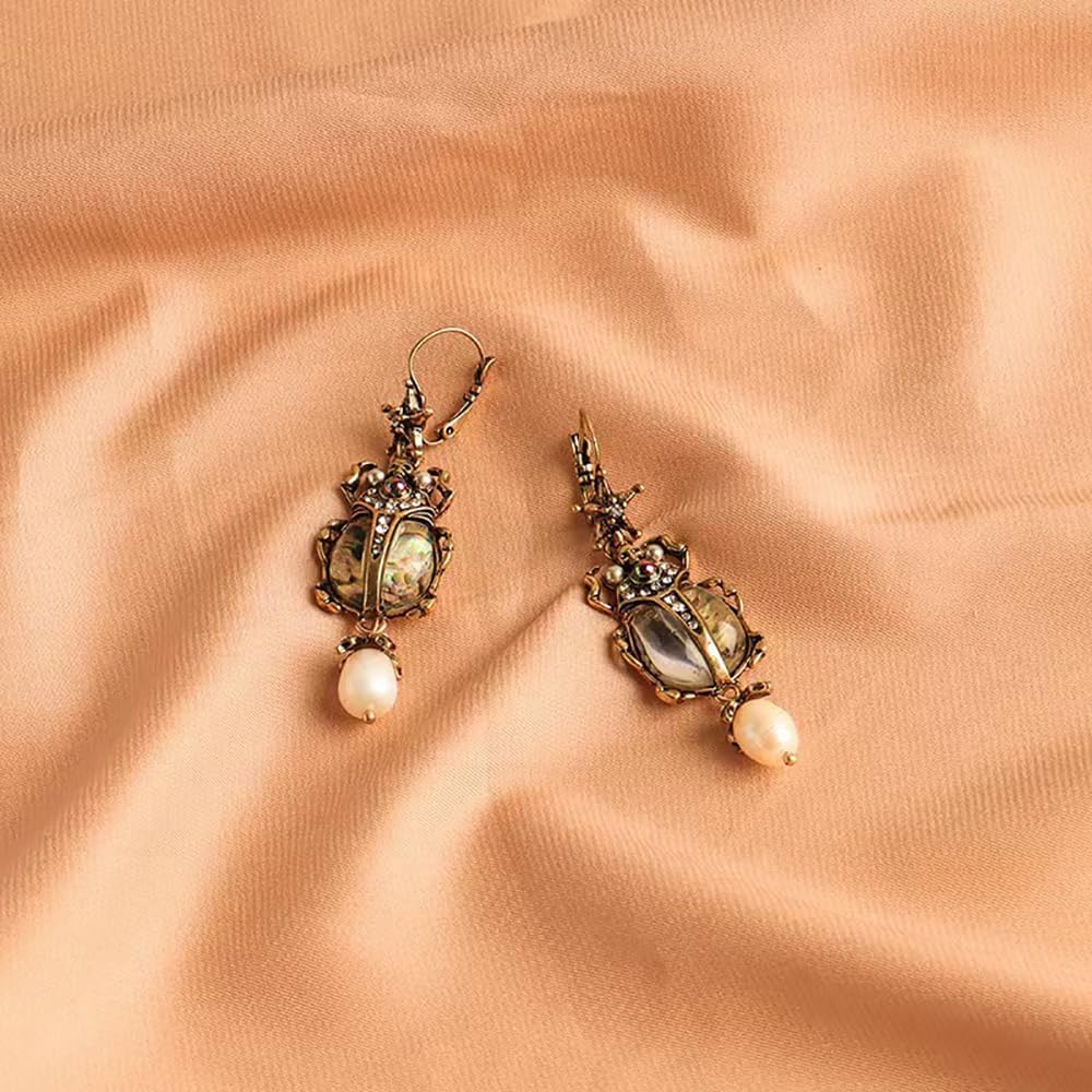 Vintage Beetle Bug Earrings-tidenox