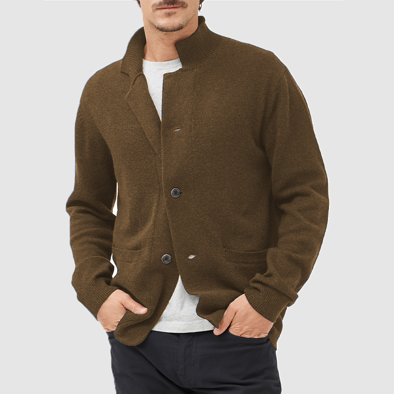 Men's Cardigan Casual Sweater Solid Color Sweater-tidenox