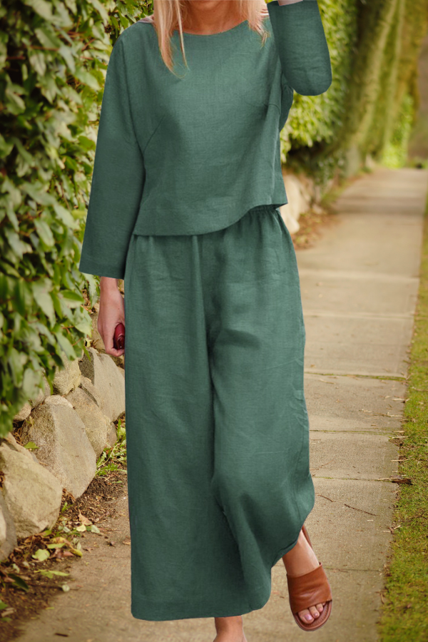 Loose Solid Color Two-Piece Set-tidenox