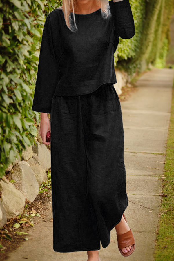 Loose Solid Color Two-Piece Set-tidenox