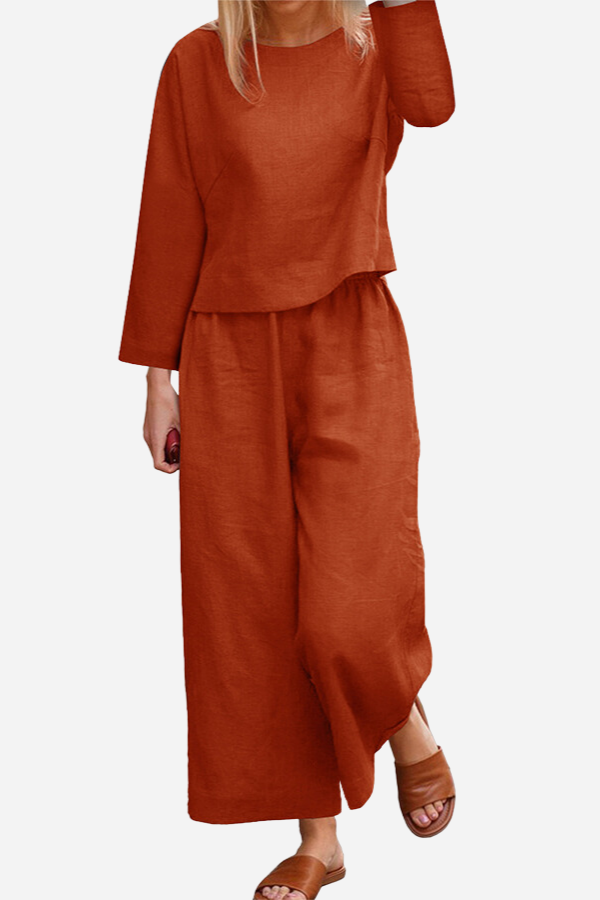 Loose Solid Color Two-Piece Set-tidenox