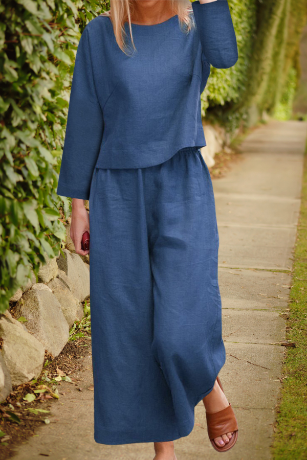 Loose Solid Color Two-Piece Set-tidenox