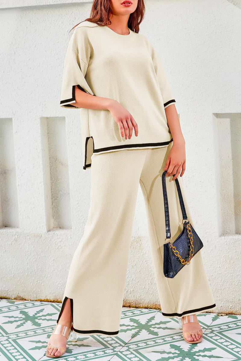 Short Sleeved Relaxed Fit Lounge Two-Piece Set-tidenox