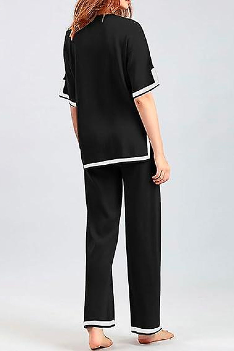 Short Sleeved Relaxed Fit Lounge Two-Piece Set-tidenox