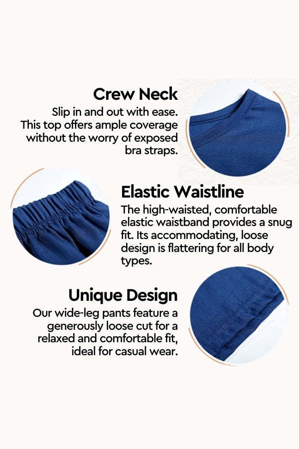 Loose Solid Color Short Sleeves Two-Piece Set-tidenox