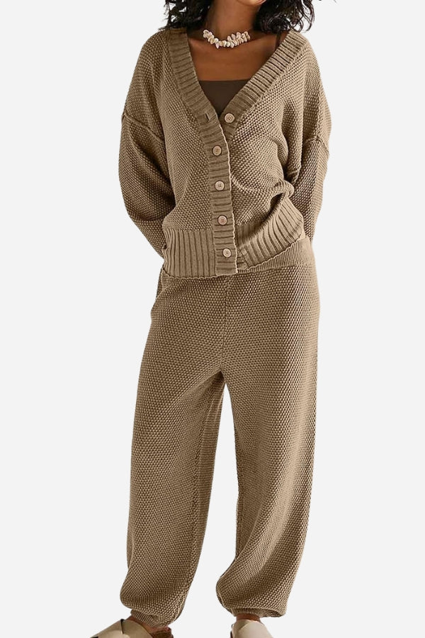 Two-Piece Knitwear Relaxed Co-Ord Set-tidenox