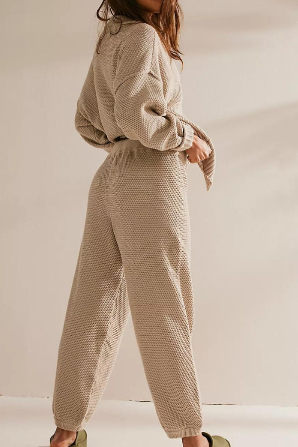 Two-Piece Knitwear Relaxed Co-Ord Set-tidenox