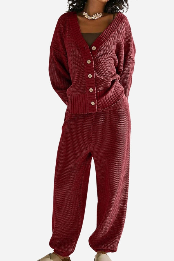 Two-Piece Knitwear Relaxed Co-Ord Set-tidenox