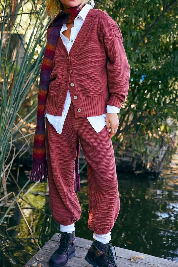 Two-Piece Knitwear Relaxed Co-Ord Set-tidenox
