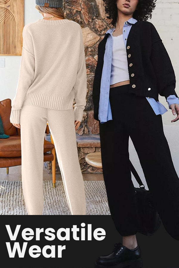 Two-Piece Knitwear Relaxed Co-Ord Set-tidenox