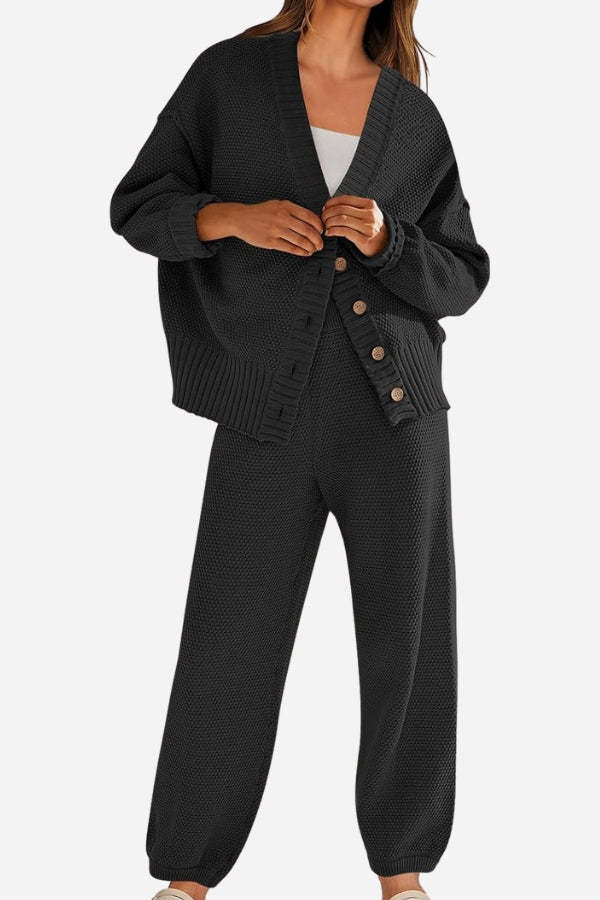 Two-Piece Knitwear Relaxed Co-Ord Set-tidenox