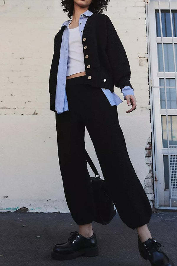 Two-Piece Knitwear Relaxed Co-Ord Set-tidenox