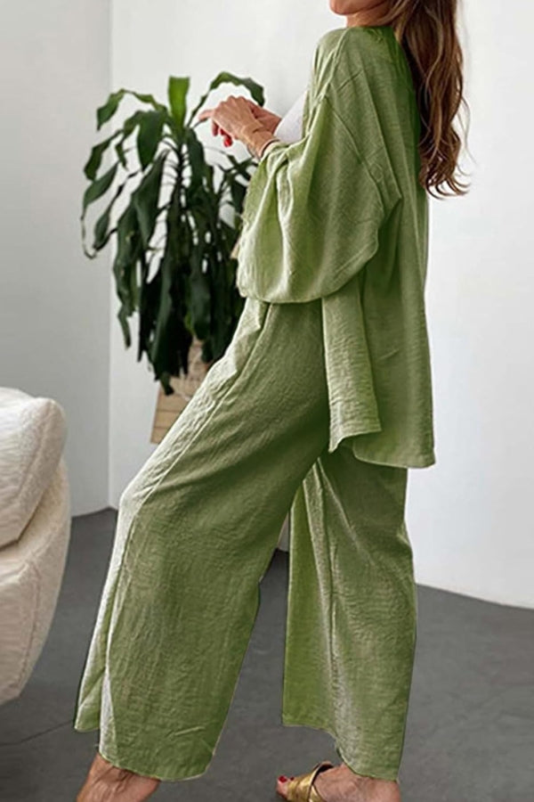 Chic Comfort Kimono Two-Piece Set-tidenox