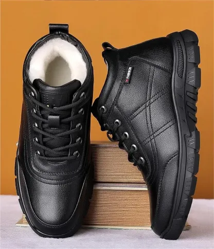Ailongcity®Handcrafted Orthopedic Winter Leather Snow Boots for Men-tidenox