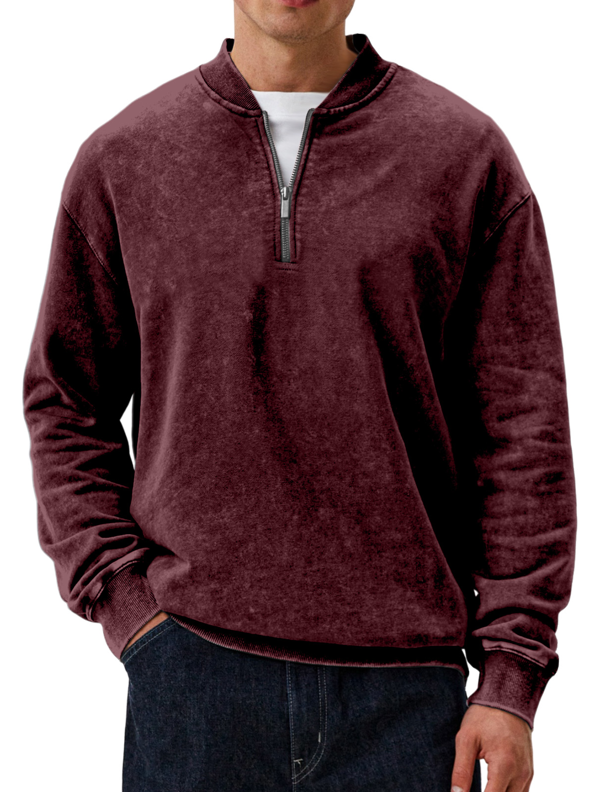 Men's Casual Retro Baseball Collar Zipper Long-sleeved Sweatshirt-tidenox