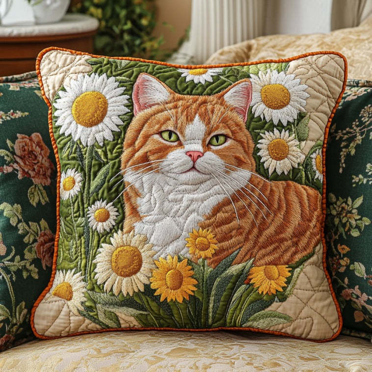 Cat And Daisies XR2210011CL Quilt Pillow Case-tidenox