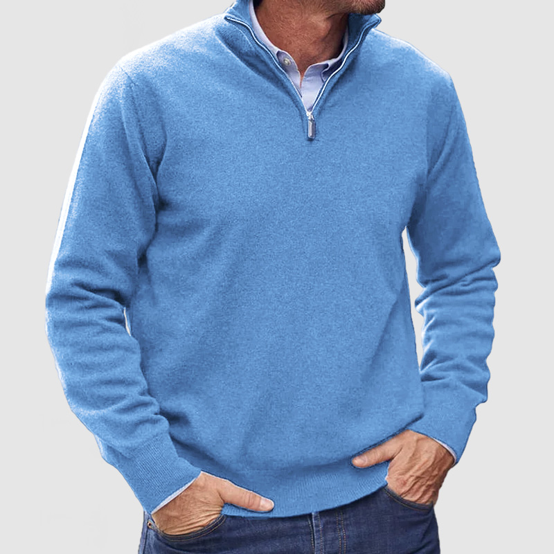 Men's Cashmere Zipper Basic Sweater-tidenox