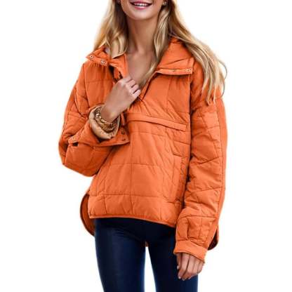 🔥Women's Oversized Hooded Puffer Jacket Quilted Lightweight Winter Warm Pullover Padded Hoodies Coat-tidenox