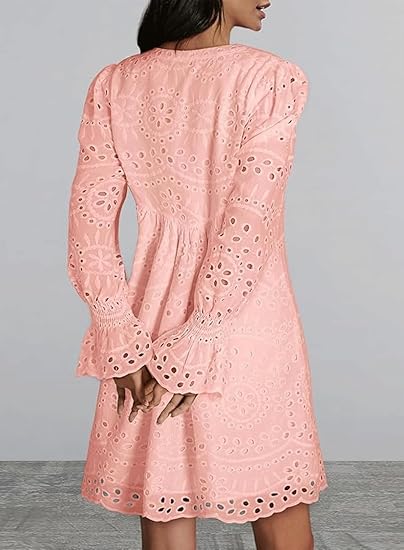 2025 New Arrival- Casual Eyelet Lace Dress for Women-tidenox