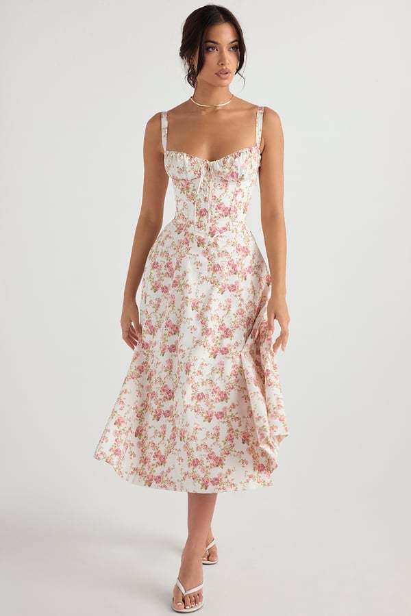 PRINT BUSTIER SUNDRESS-tidenox