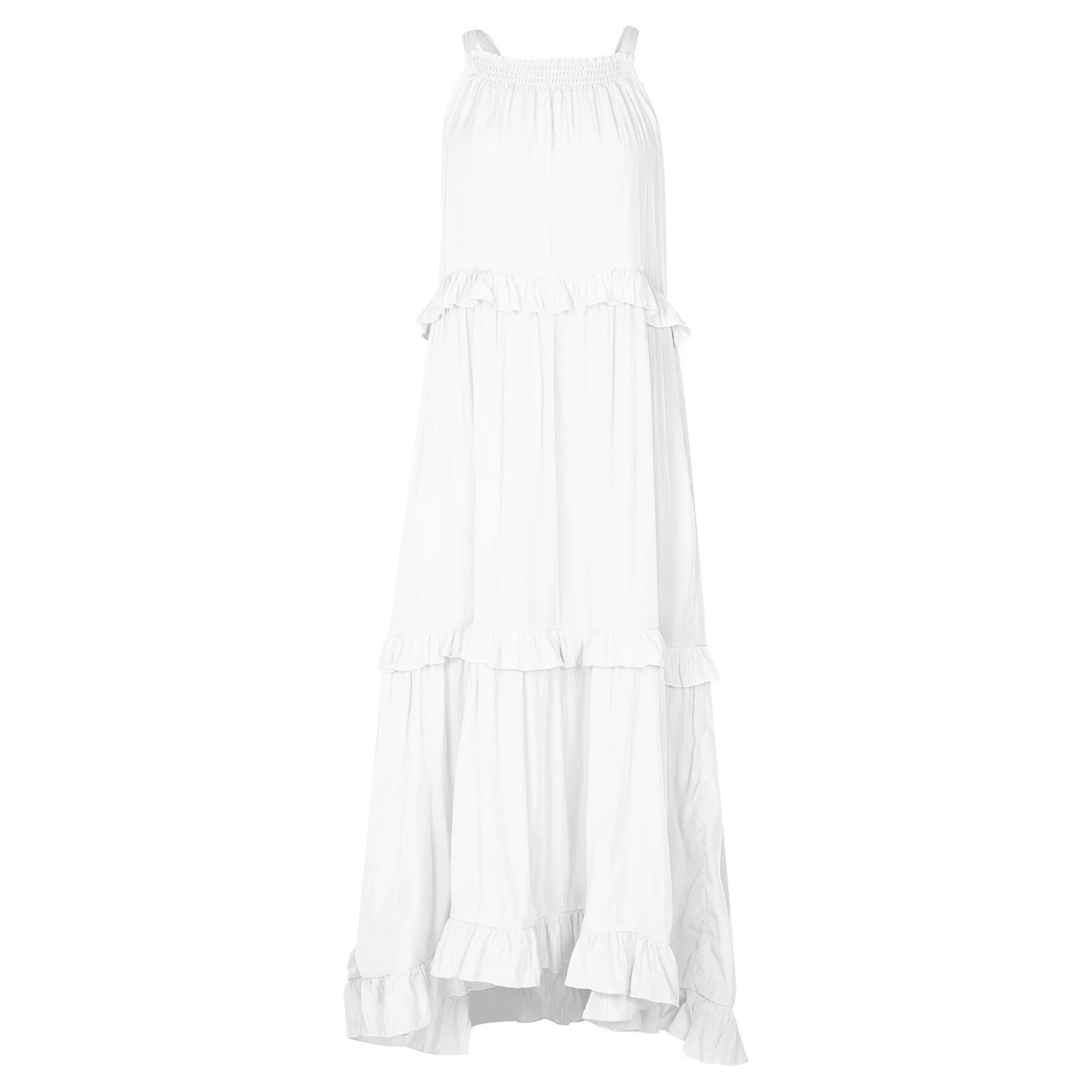 Holiday Style Ruffled Long Dress-tidenox