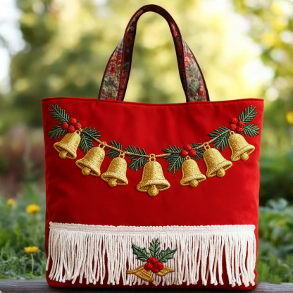 🎄 Festive Christmas Stocking Embroidered Tote Bag – Cozy Holiday Carryall 🎁-tidenox