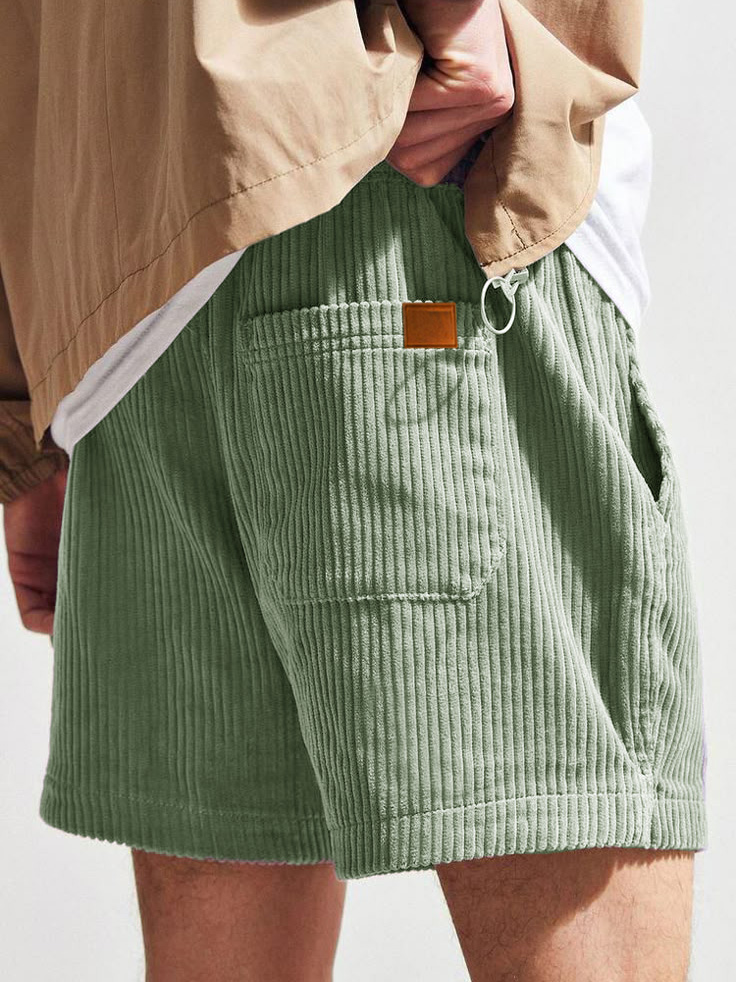 Men's Fashion Retro Sports Corduroy Fabric Shorts-tidenox