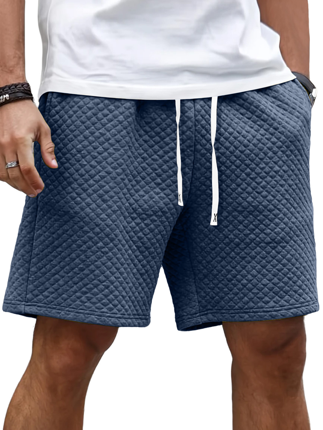 Men's Daily Diamond Elastic Waist Casual Shorts-tidenox