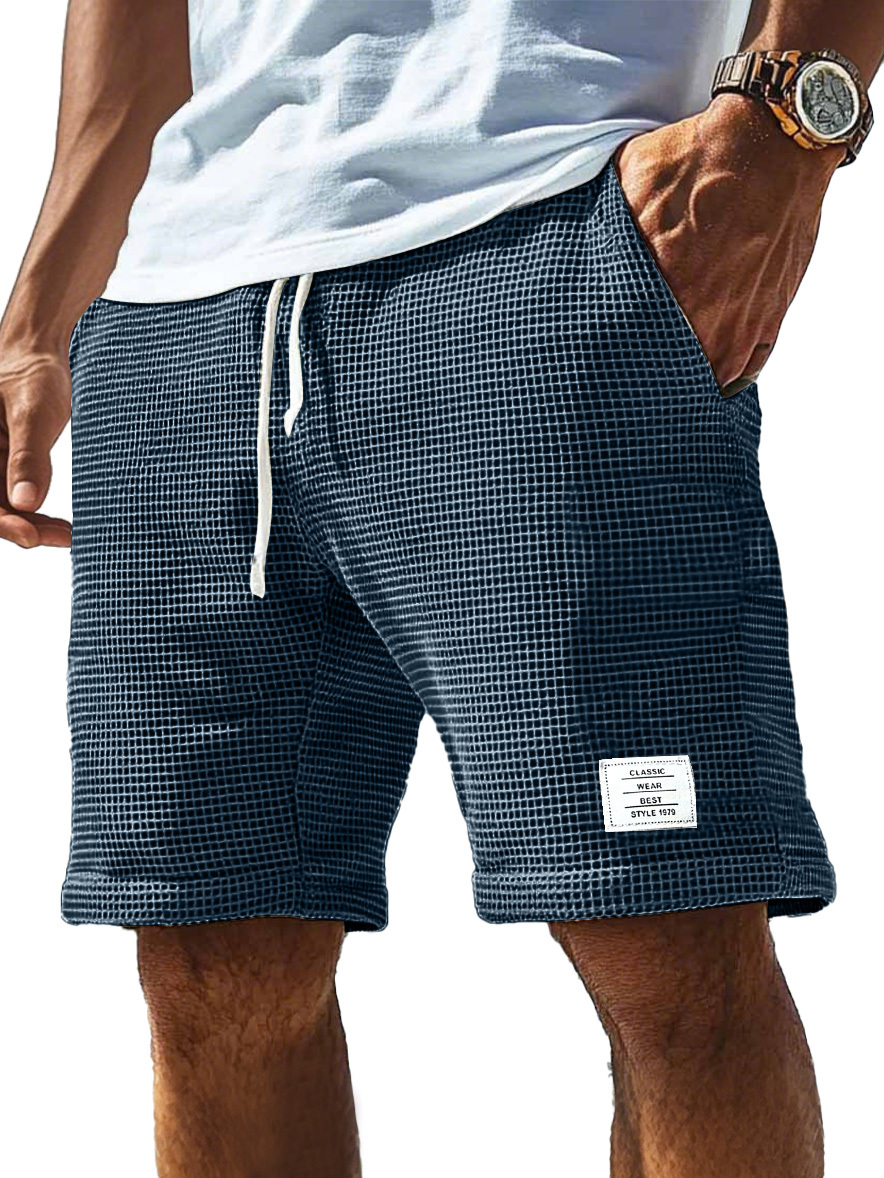 Men's Everyday Waffle Logo Drawstring Comfort Shorts-tidenox
