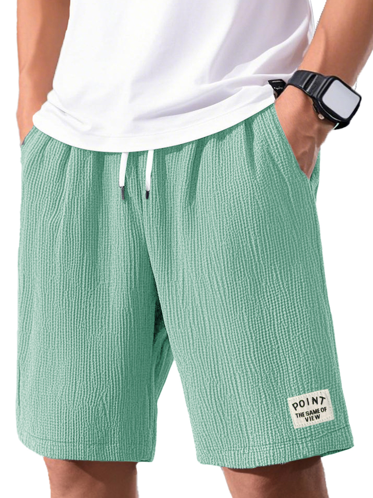 Men's Fashion Casual Short-sleeved Pleated Fabric Shorts-tidenox