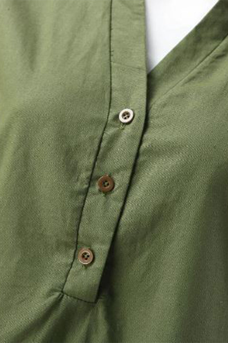 Dressed-up Casual: Short-Sleeved V-neck Top & Wide Trouser Suit-tidenox