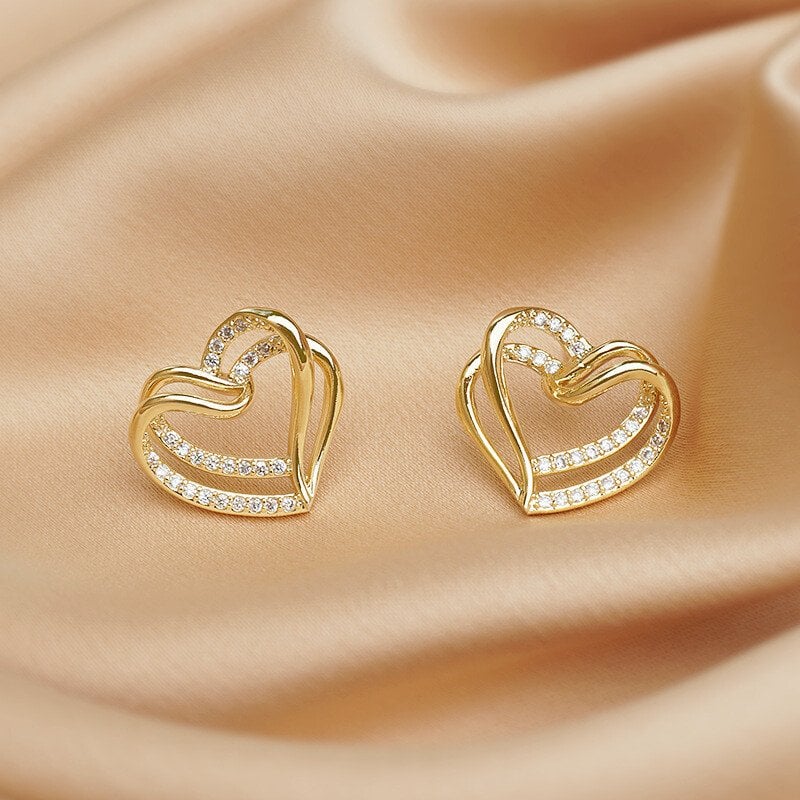 Double hollow love earrings-tidenox