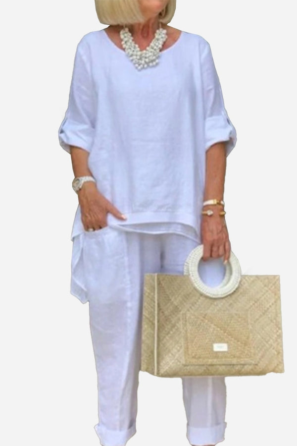 Asymmetrical Two-Piece Trouser Set-tidenox