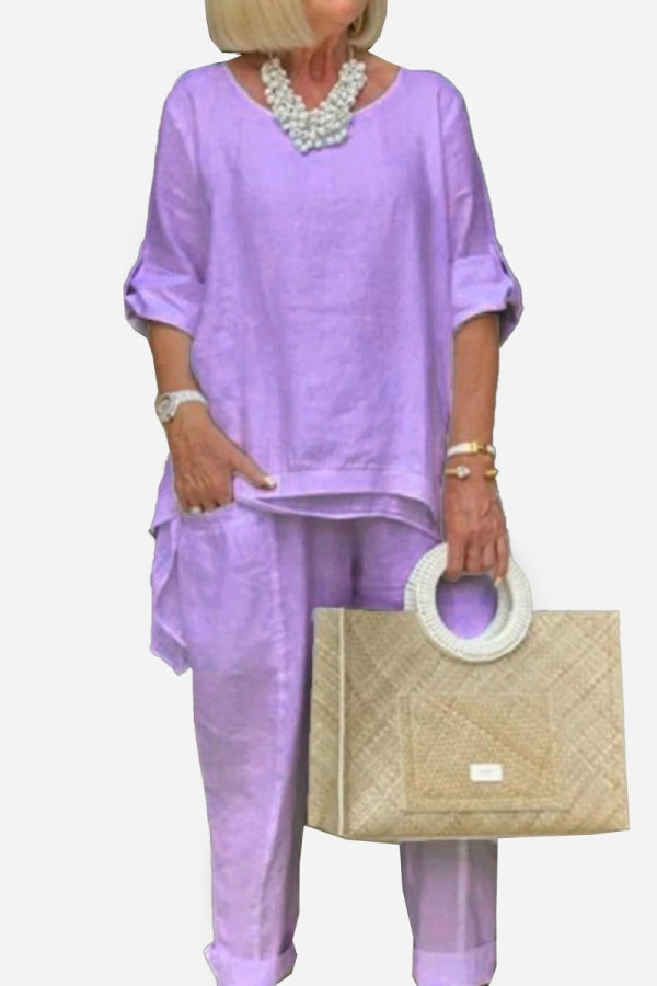 Asymmetrical Two-Piece Trouser Set-tidenox