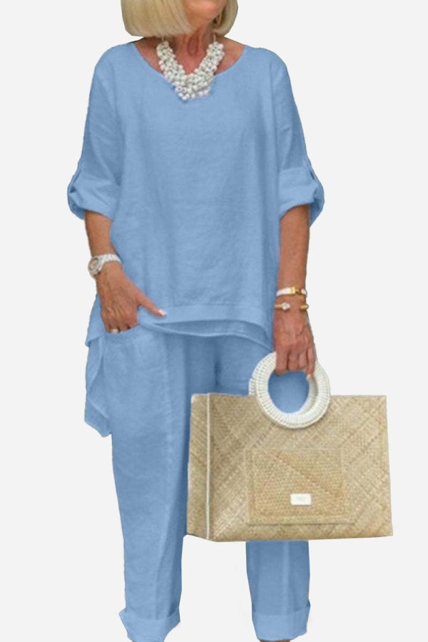 Asymmetrical Two-Piece Trouser Set-tidenox
