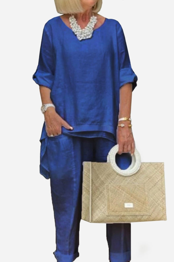 Asymmetrical Two-Piece Trouser Set-tidenox