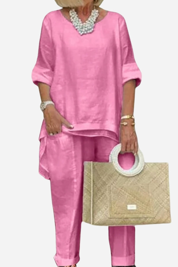 Asymmetrical Two-Piece Trouser Set-tidenox