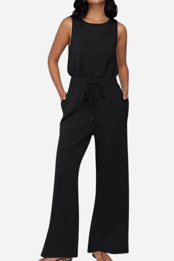 Sleeveless Wide Leg Pants Jumpsuit-tidenox