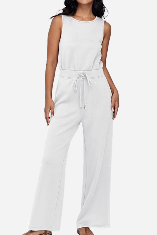 Sleeveless Wide Leg Pants Jumpsuit-tidenox