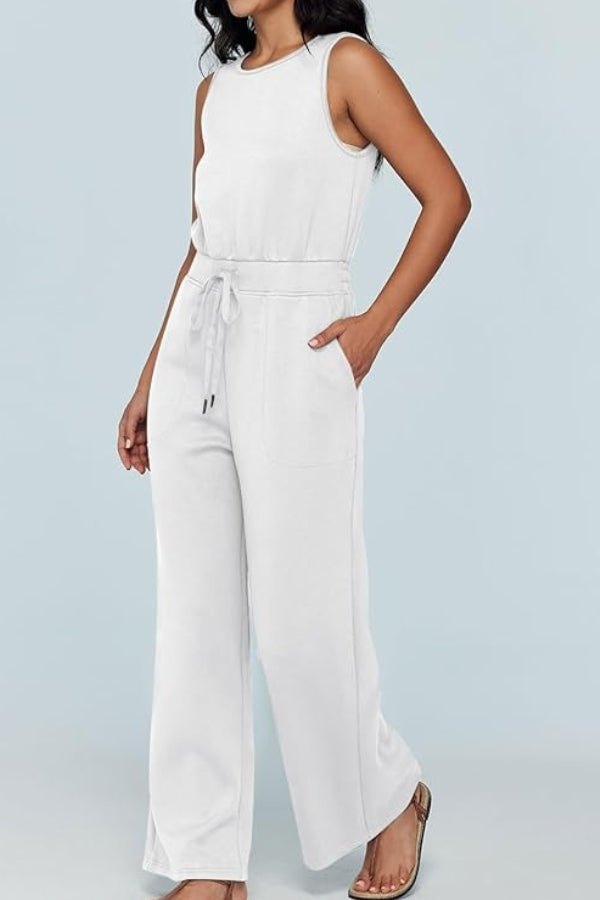 Sleeveless Wide Leg Pants Jumpsuit-tidenox