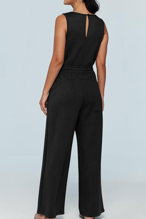 Sleeveless Wide Leg Pants Jumpsuit-tidenox