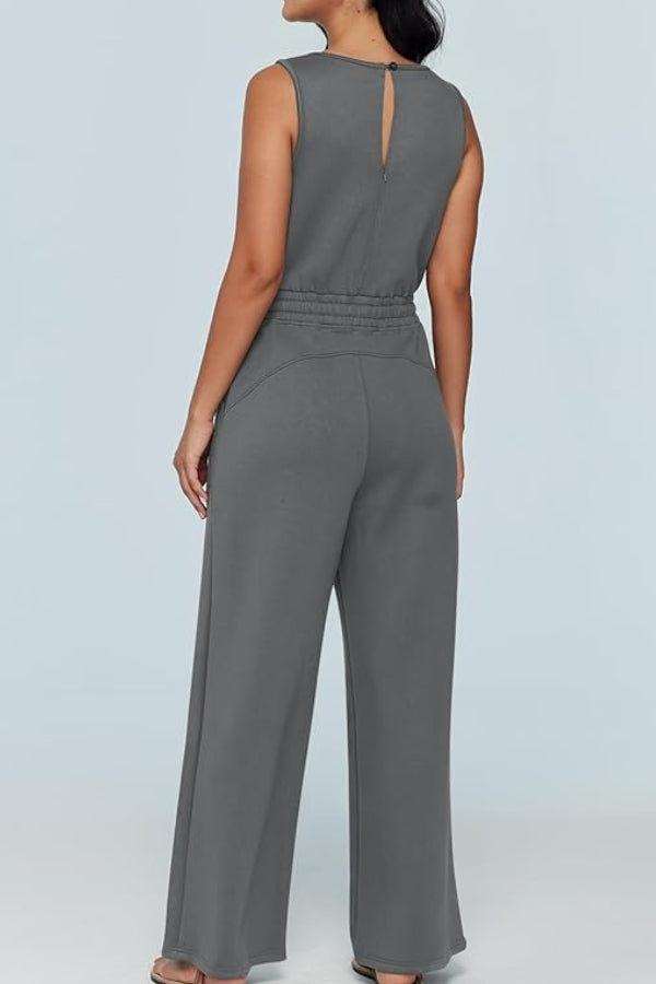 Sleeveless Wide Leg Pants Jumpsuit-tidenox