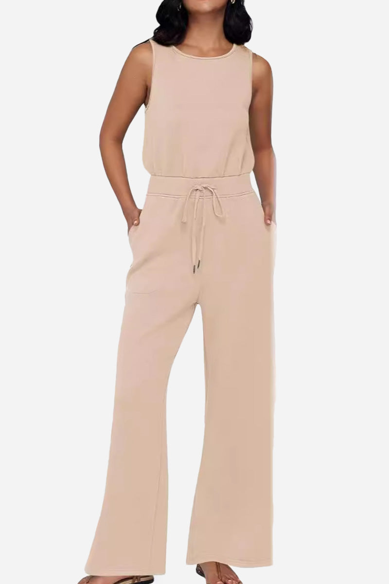 Sleeveless Wide Leg Pants Jumpsuit-tidenox
