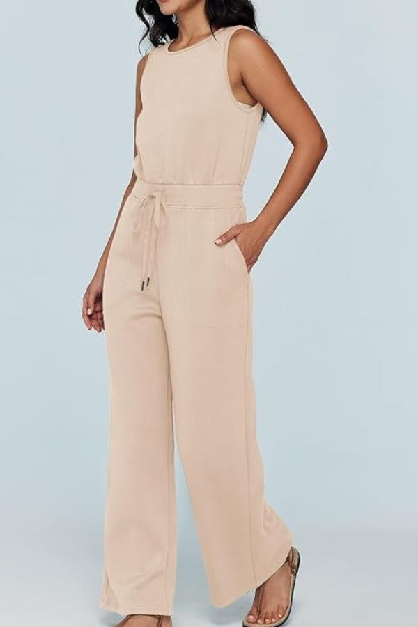 Sleeveless Wide Leg Pants Jumpsuit-tidenox