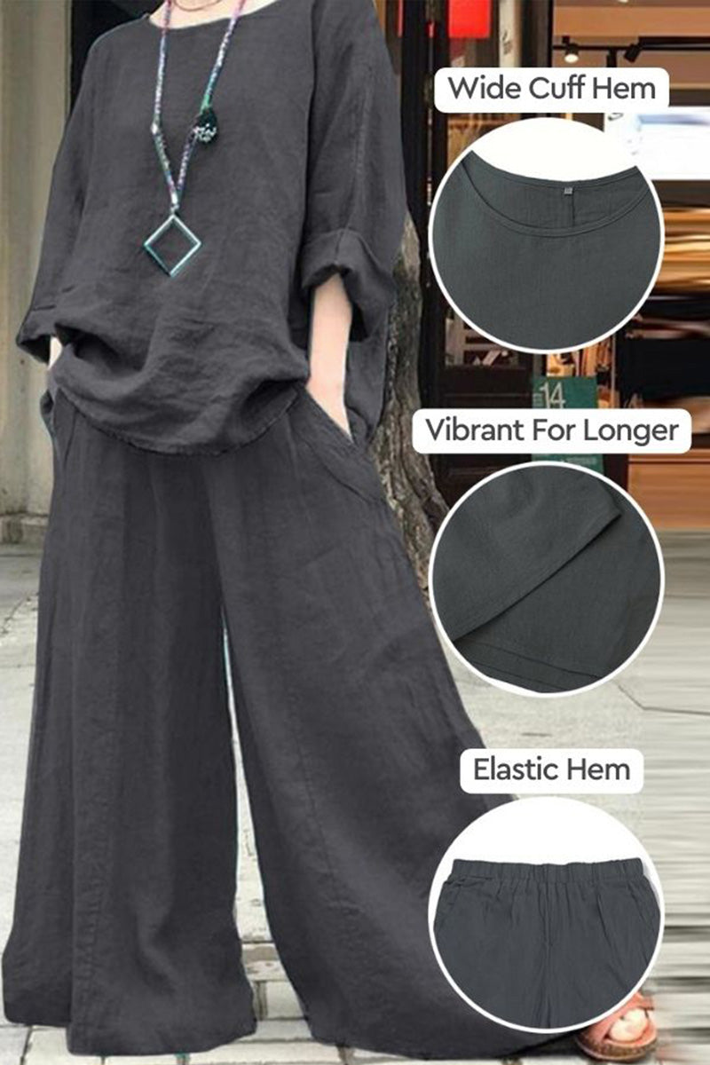 Wide Leg Pants With Pockets-tidenox